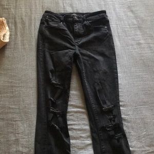 High Rise Distressed Black Jeans